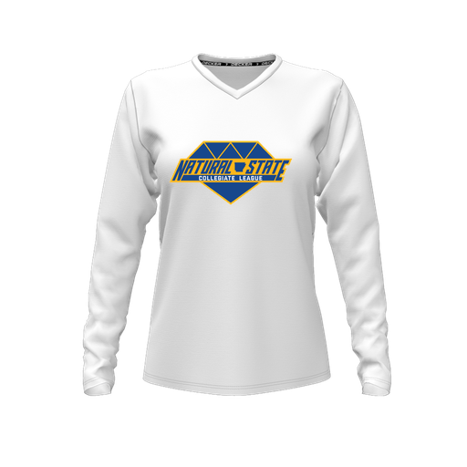 [FTLVCFWH-FYXS-LOGO2] Comfort T-Shirt (Female Youth XS, White, V Neck, Logo 2, Long Sleeve)