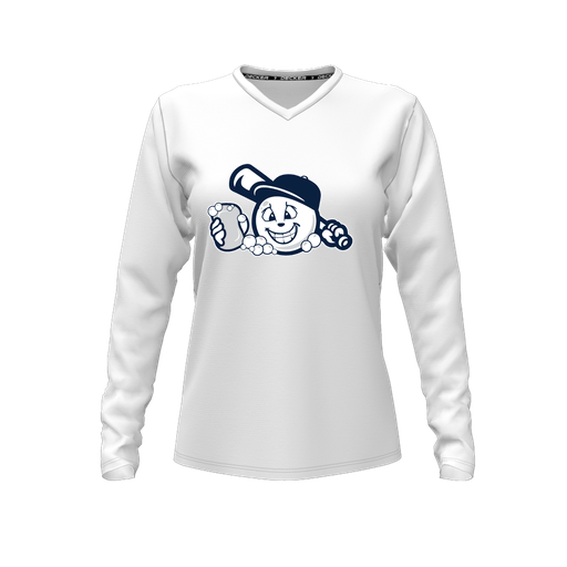 [FTLVCFWH-FYXS-LOGO3] Decker Comfort T-Shirt (Female Youth XS, White, V Neck, Logo 3, Long Sleeve)