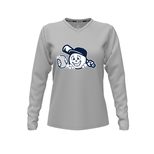 [FTLVCFGY-FYXS-LOGO3] Decker Comfort T-Shirt (Female Youth XS, Gray, V Neck, Logo 3, Long Sleeve)