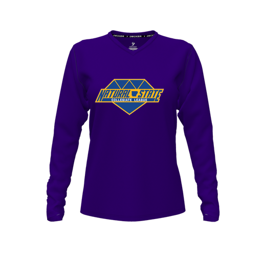 [CUS-DFW-TEES-CMF-VNK-LSL-PUR-FYXS-LOGO2] Comfort T-Shirt (Female Youth XS, Purple, V Neck, Logo 2, Long Sleeve)