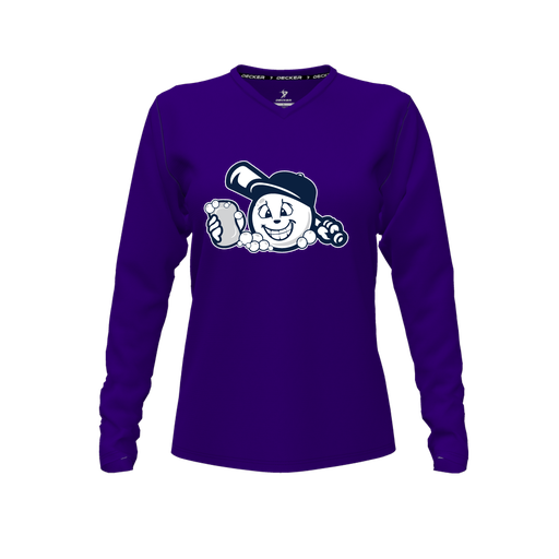 [CUS-DFW-TEES-CMF-VNK-LSL-PUR-FYXS-LOGO3] Comfort T-Shirt (Female Youth XS, Purple, V Neck, Logo 3, Long Sleeve)