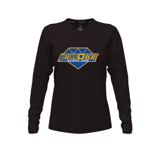 [CUS-DFW-TEES-PER-VNK-LSL-BLK-FYXS-LOGO2] Performance T-Shirt (Female Youth XS, Black, V Neck, Logo 2, Long Sleeve)