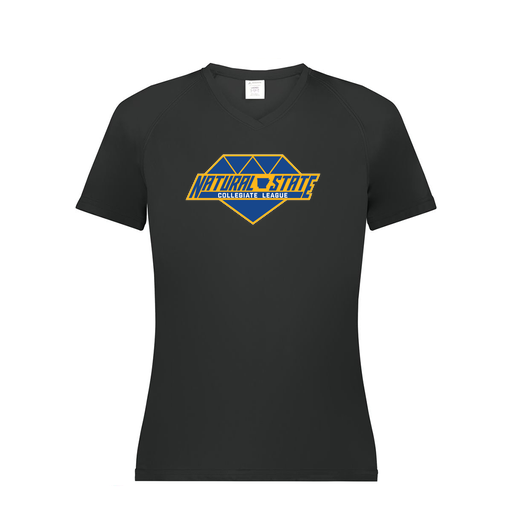 [2792.080.XS-LOGO2] Ladies Smooth Sport V-Neck T-Shirt (Female Adult XS, Black, Logo 2)
