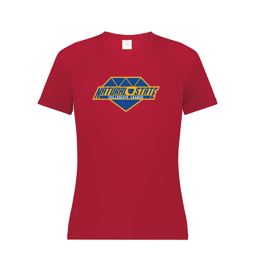 [2792.083.XS-LOGO2] Ladies Smooth Sport V-Neck T-Shirt (Female Adult XS, Red, Logo 2)
