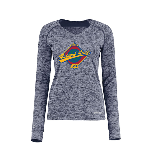 [222770.U22.XS-LOGO1] Ladies Electric Long Sleeve Shirt (Female Adult XS, Navy, Logo 1)