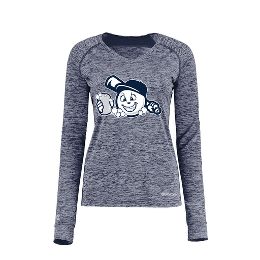 [222770.U22.XS-LOGO3] Ladies Electric Long Sleeve Shirt (Female Adult XS, Navy, Logo 3)