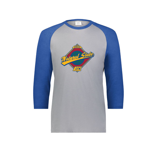 [6879.28V.S-LOGO1] Men's Vintage 3/4 Sleeve T-Shirt (Adult S, Royal, Logo 1)