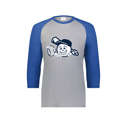 [6879.28V.S-LOGO3] Men's Vintage 3/4 Sleeve T-Shirt (Adult S, Royal, Logo 3)