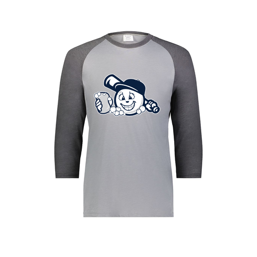 [6879.30V.S-LOGO3] Men's Vintage 3/4 Sleeve T-Shirt (Adult S, Gray, Logo 3)