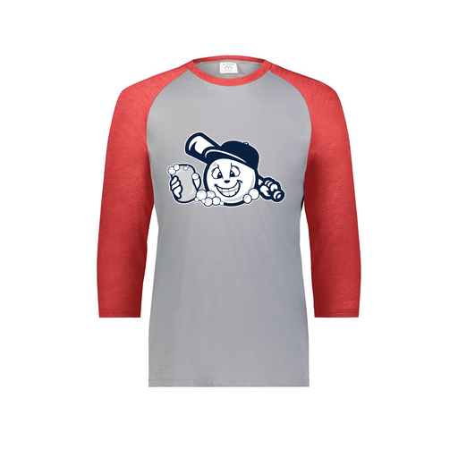 [6879.27V.S-LOGO3] Men's Vintage 3/4 Sleeve T-Shirt (Adult S, Red, Logo 3)