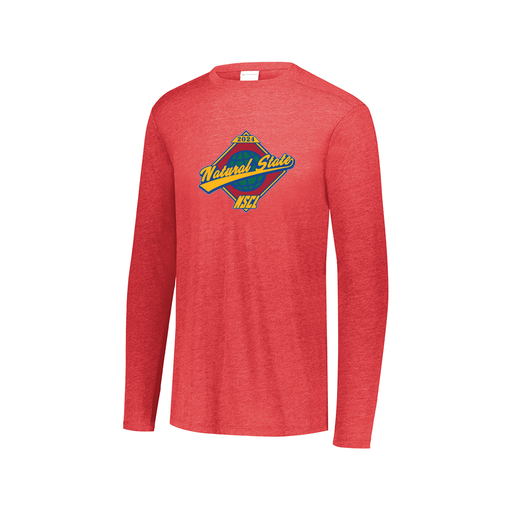 [FTLCUBRD-AXS-LOGO1] Decker Men's Tri-Blend T-Shirt - Long Sleeve (Adult XS, Red, Logo 1)
