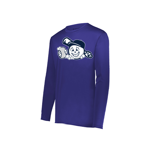 [222823.747.S-LOGO3] Youth LS Smooth Sport Shirt (Youth S, Purple, Logo 3)