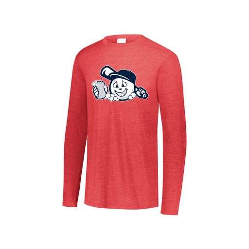 [FTLCUBRD-YS-LOGO3] Decker Youth Tri-Blend T-Shirt - Long Sleeve (Youth S, Red, Logo 3)