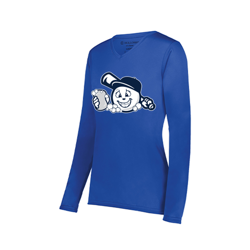 [222824.060.S-LOGO3] Ladies LS Smooth Sport Shirt (Female Adult S, Royal, Logo 3)