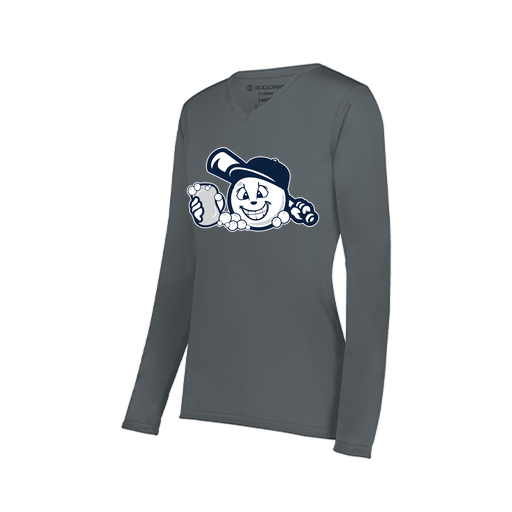 [222824.059.S-LOGO3] Ladies LS Smooth Sport Shirt (Female Adult S, Gray, Logo 3)