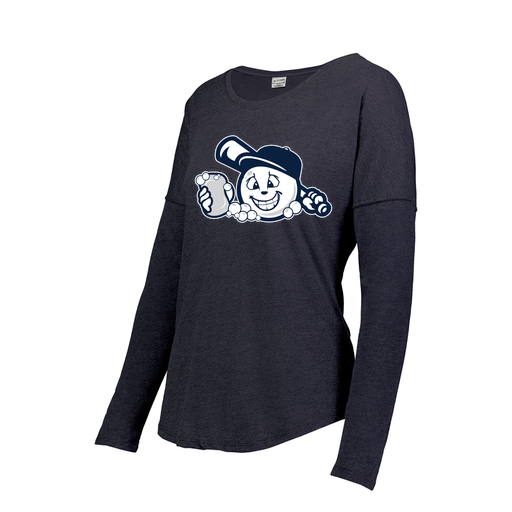 [3077.72N.XS-LOGO3] Ladies LS Ultra-blend T-Shirt (Female Adult XS, Navy, Logo 3)